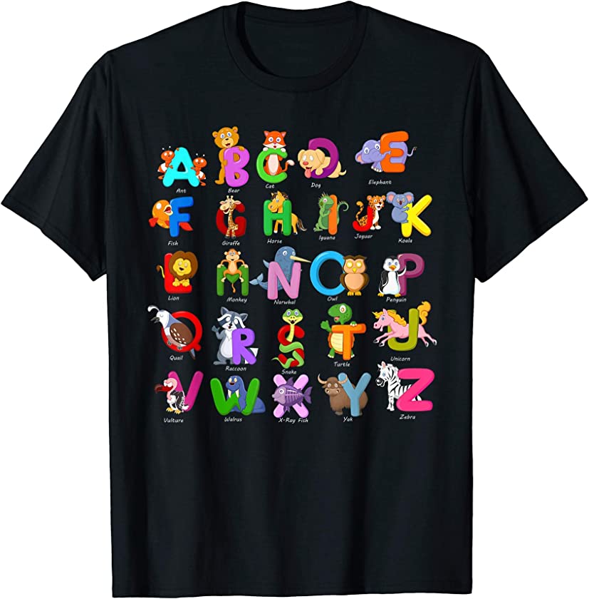 Alphabet Animal ABCs Learning Kindergarten School Teacher T-Shirt