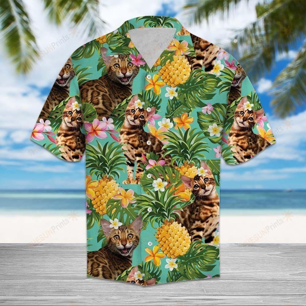 Tropical Pineapple Bengal Aloha Hawaiian Shirt Colorful Short Sleeve Summer Beach Casual Shirt For Men And Women