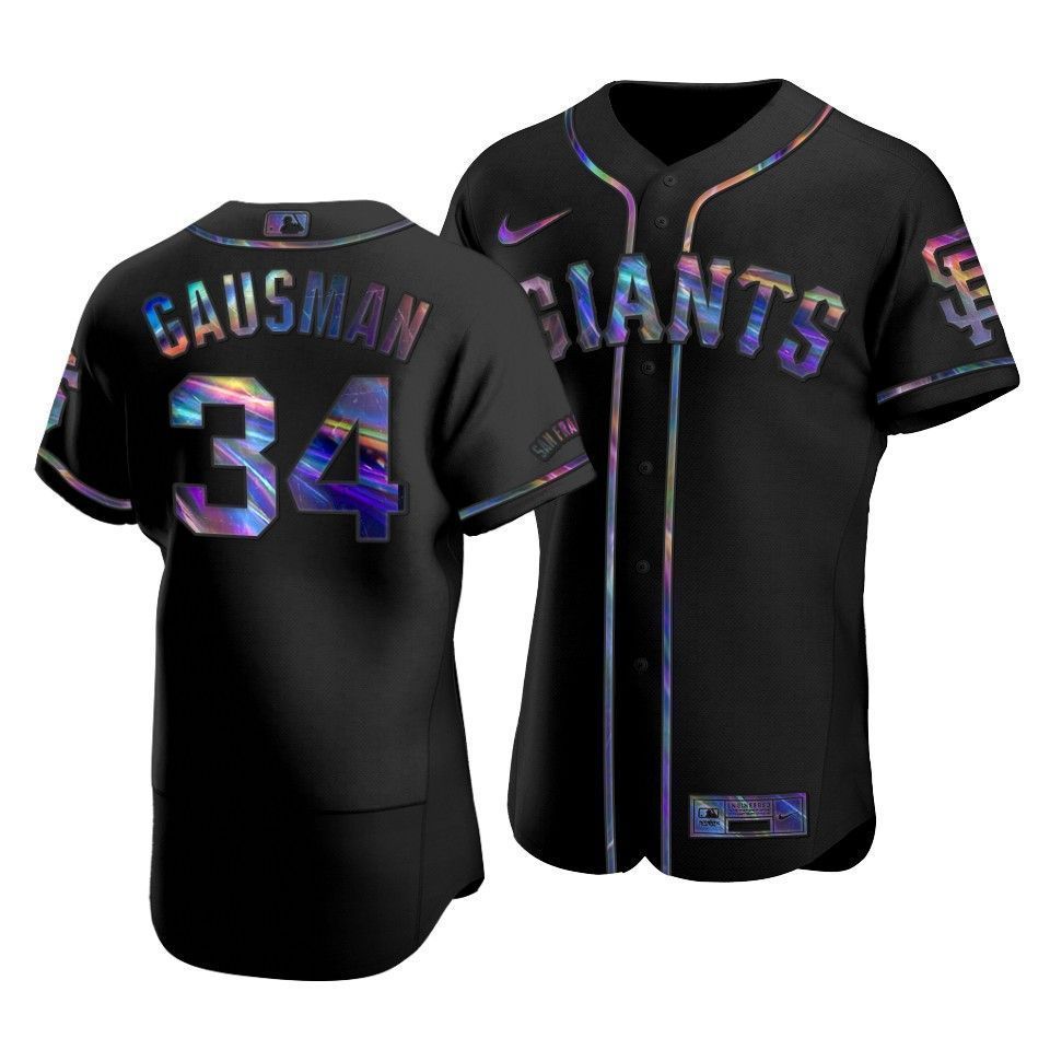 Men’S San Francisco Giants Kevin Gausman #34 Iridescent Logo Holographic Limited  Jersey Black