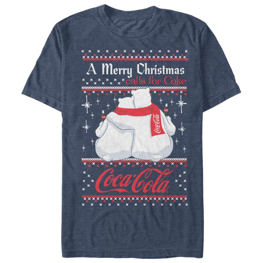 Coca Cola Men’s Merry Christmas Polar Bear  T Shirt