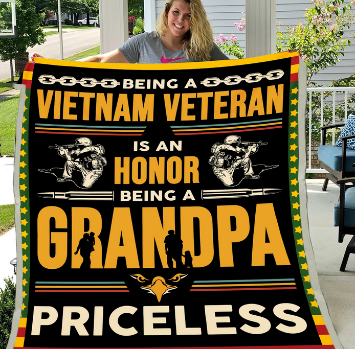 Vietnam Veteran Gift, Vietnam Veteran Grandpa Gift, Veteran’S Day Gift, Vietnam Veteran Grandpa Fleece Blanket