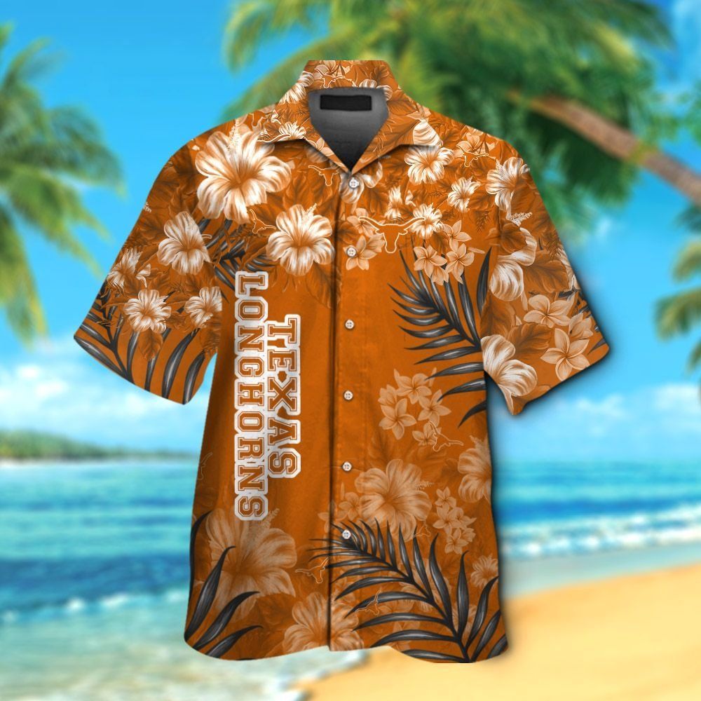 Texas Longhorns Short Sleeve Button Up Tropical Hawaiian Shirt Ver07