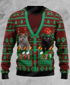 Cat Pocket Xmas Ugly Christmas Sweater, All Over Print Sweatshirt