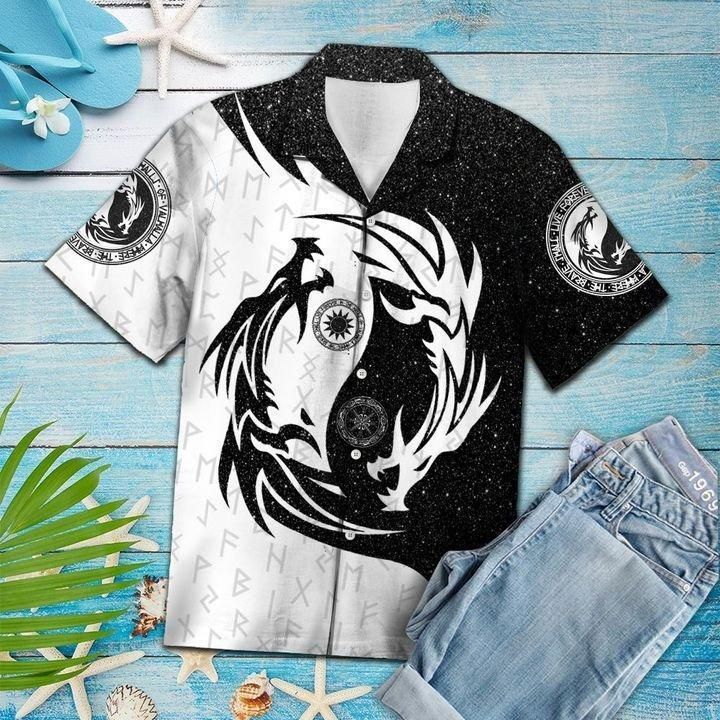 Viking Dragon Hawaiian Shirt   Unisex   Full Size   Adult   Colorful   Hw1441