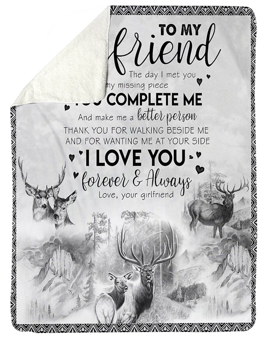 [Personalized Name] Boyfriend Deer You Make Me A Better Person Fleece Blanket, Sherpa Blanket, Gift For Family Member, Friends Gift, Christmas Gift, Home Decor, Home Living