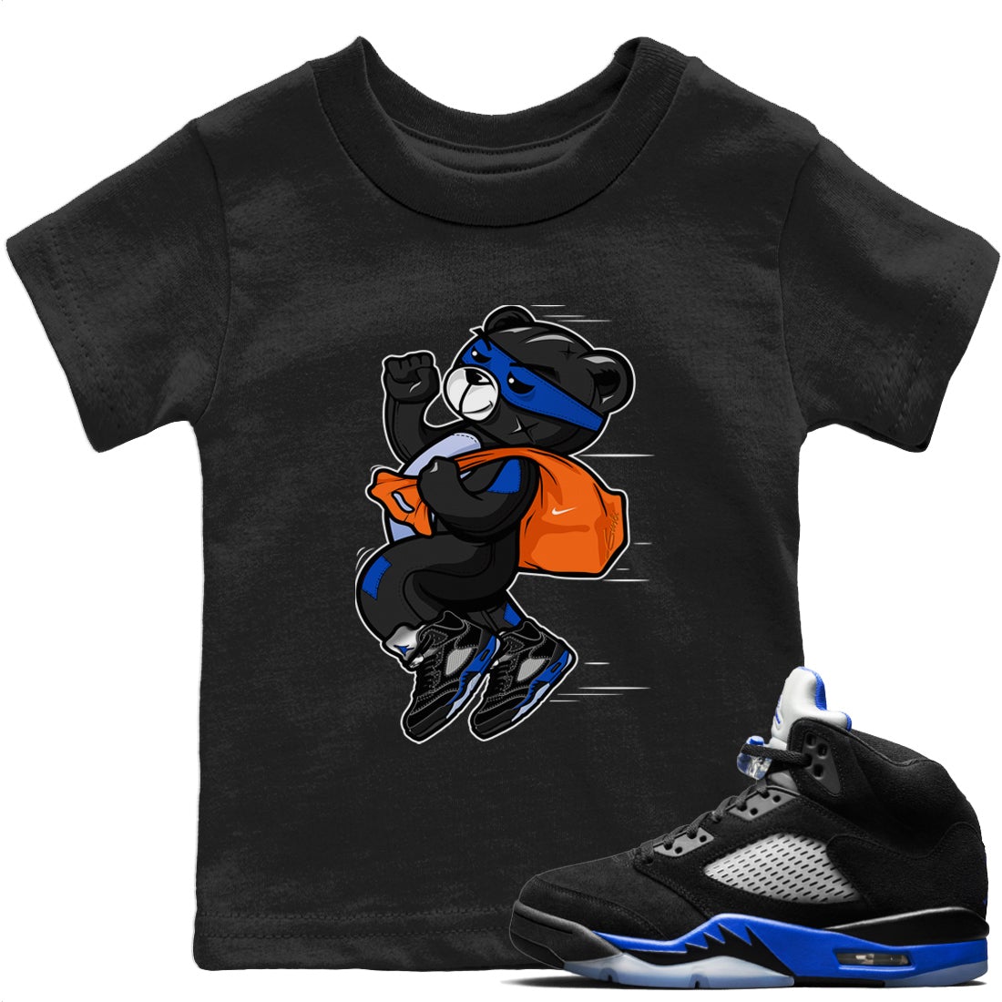 Thief Bear T-Shirt – Air Jordan 5 Racer Blue Baby & Youth