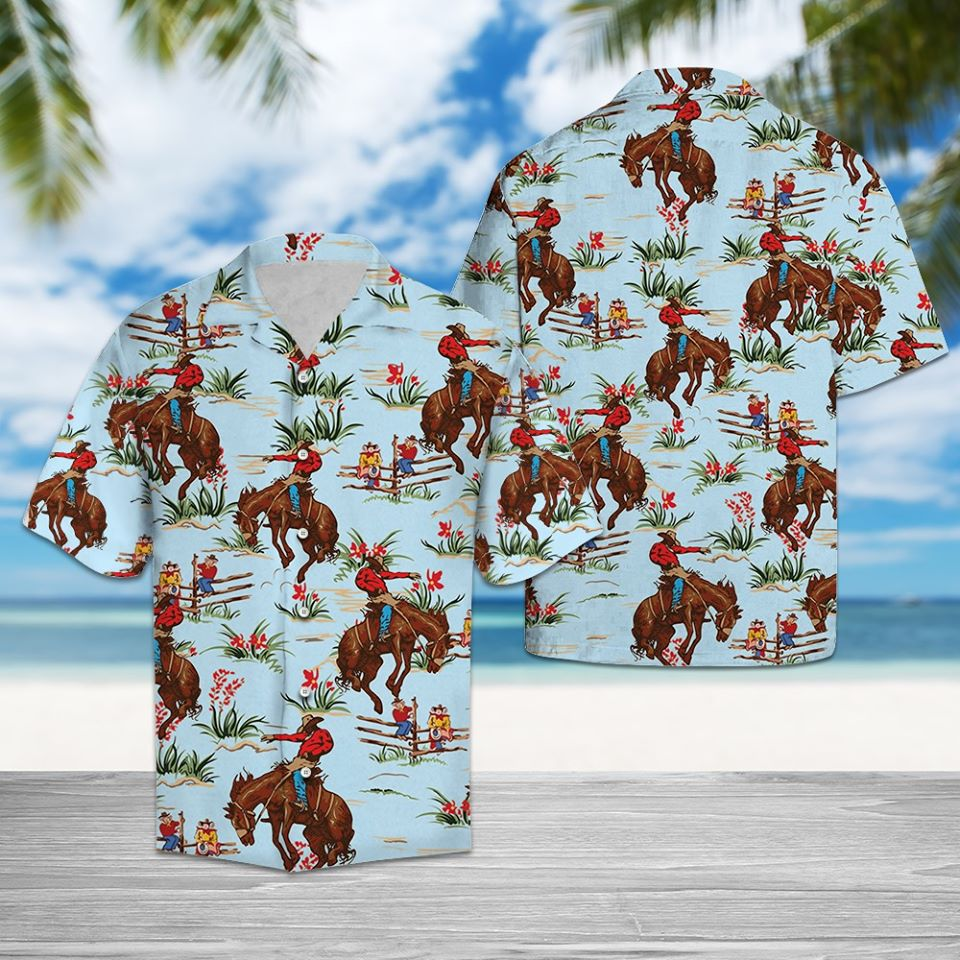 Awesome Cowboy Hawaiian Shirt Summer Button Up For Men, Women, Couple