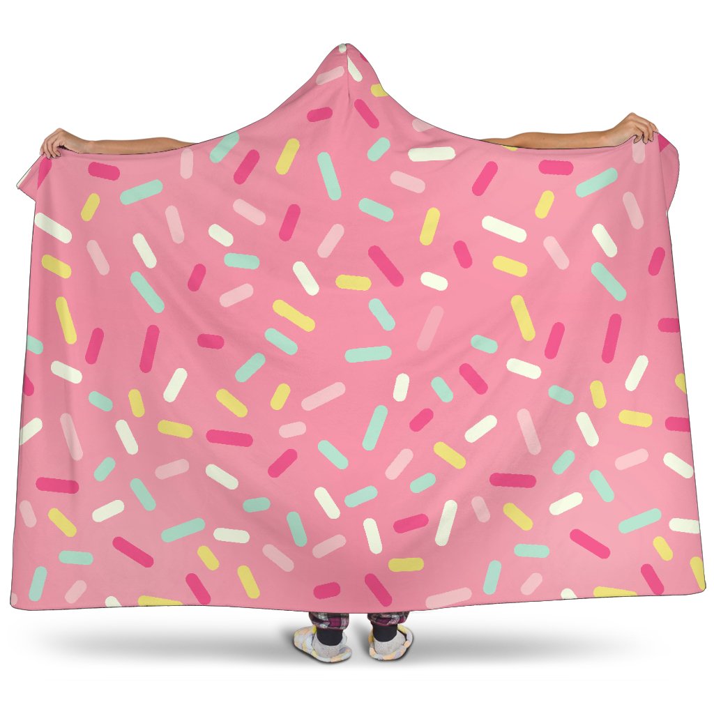 Pink Donut Glaze Candy Pattern Hooded Blanket