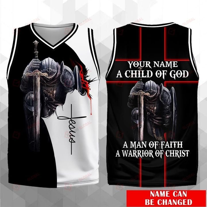 A Child Of God A Man Of Faith A Warrior Of Christ Basketball Jersey Personalized All Over Printed Shirts 05 Jesus God Christ Gift Tank Top