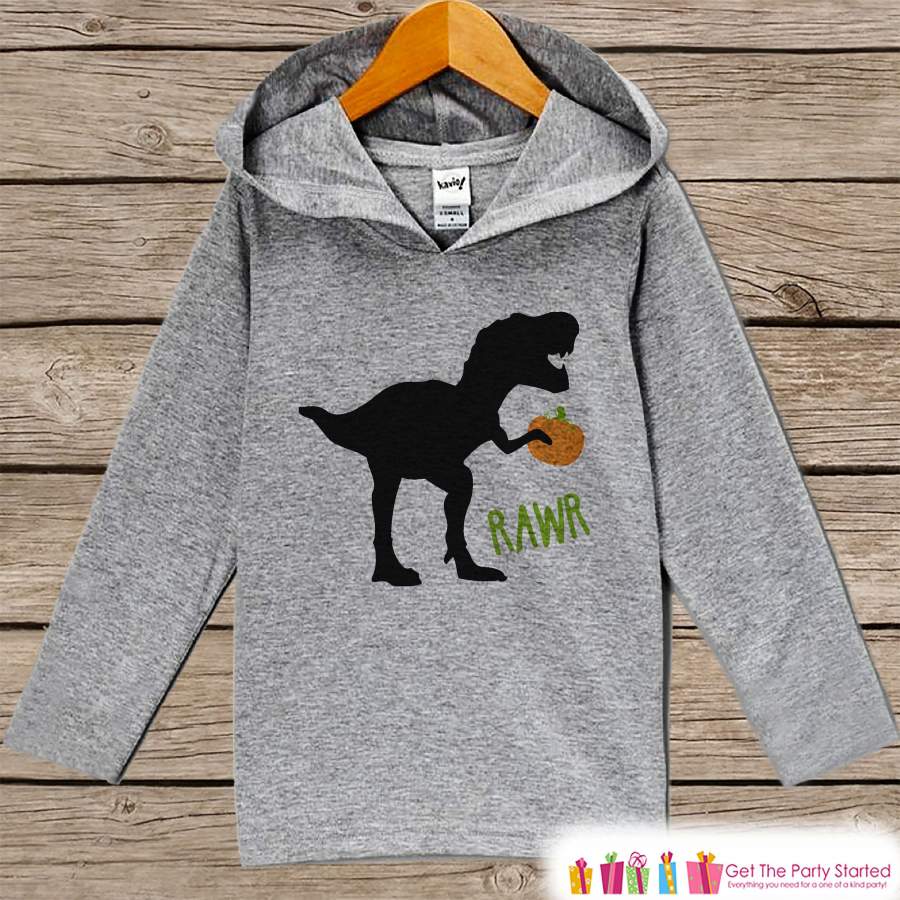 Boys Halloween Shirt - Pumpkin Dinosaur Halloween Hoodie - Fall Boy's Halloween Grey Hoodie - Happy Halloween Hoodie - Halloween Costume 90s Halloween decorations