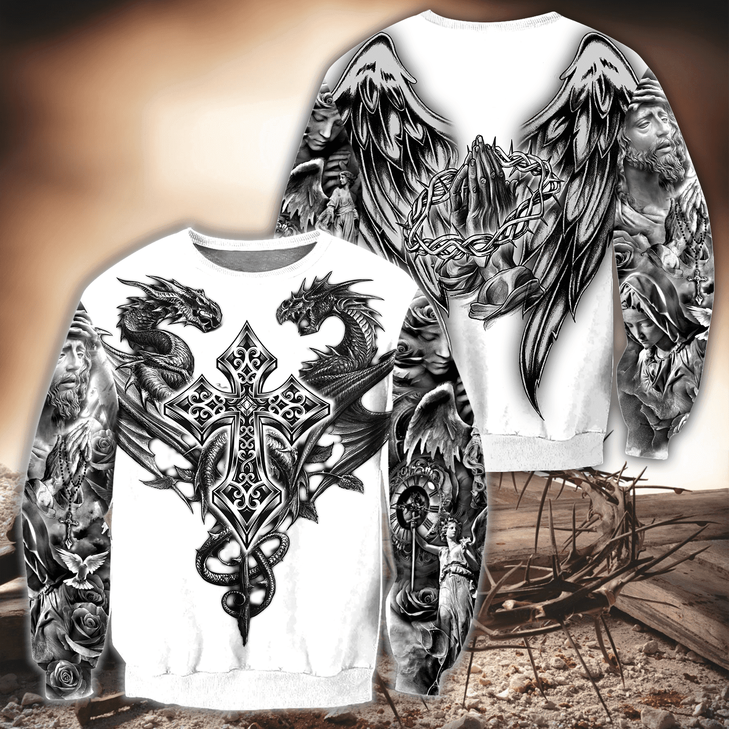 Dragons Crewneck Sweatshirt All Over Print Sweatshirt For Women Sweatshirt For Men