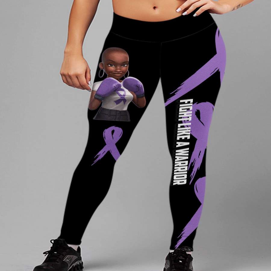 Purple Melanin Fight Like A Warrior™ Cancer Awareness / Lupus Premium Leggings