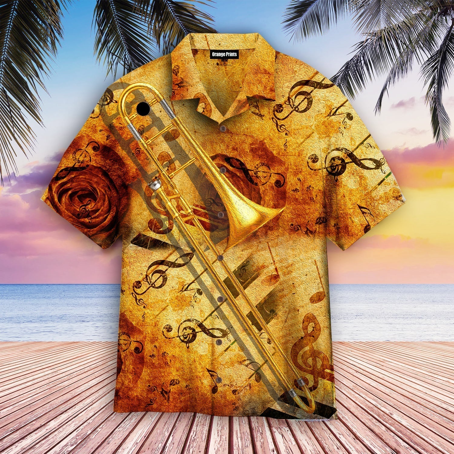 Yellow Trombone Music Aloha Hawaii Shirts For Men Women Ha3997