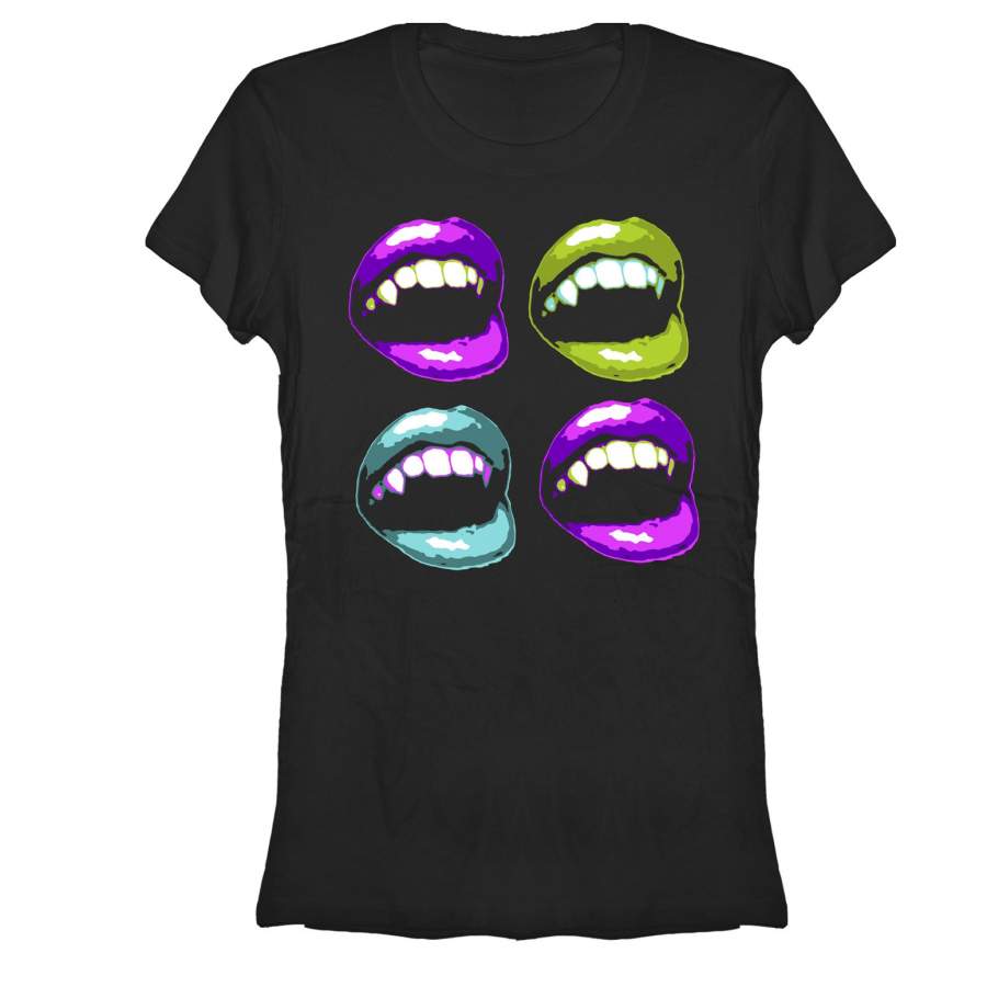 Lost Gods Junior’s Halloween Vampire Fangs  T Shirt Black