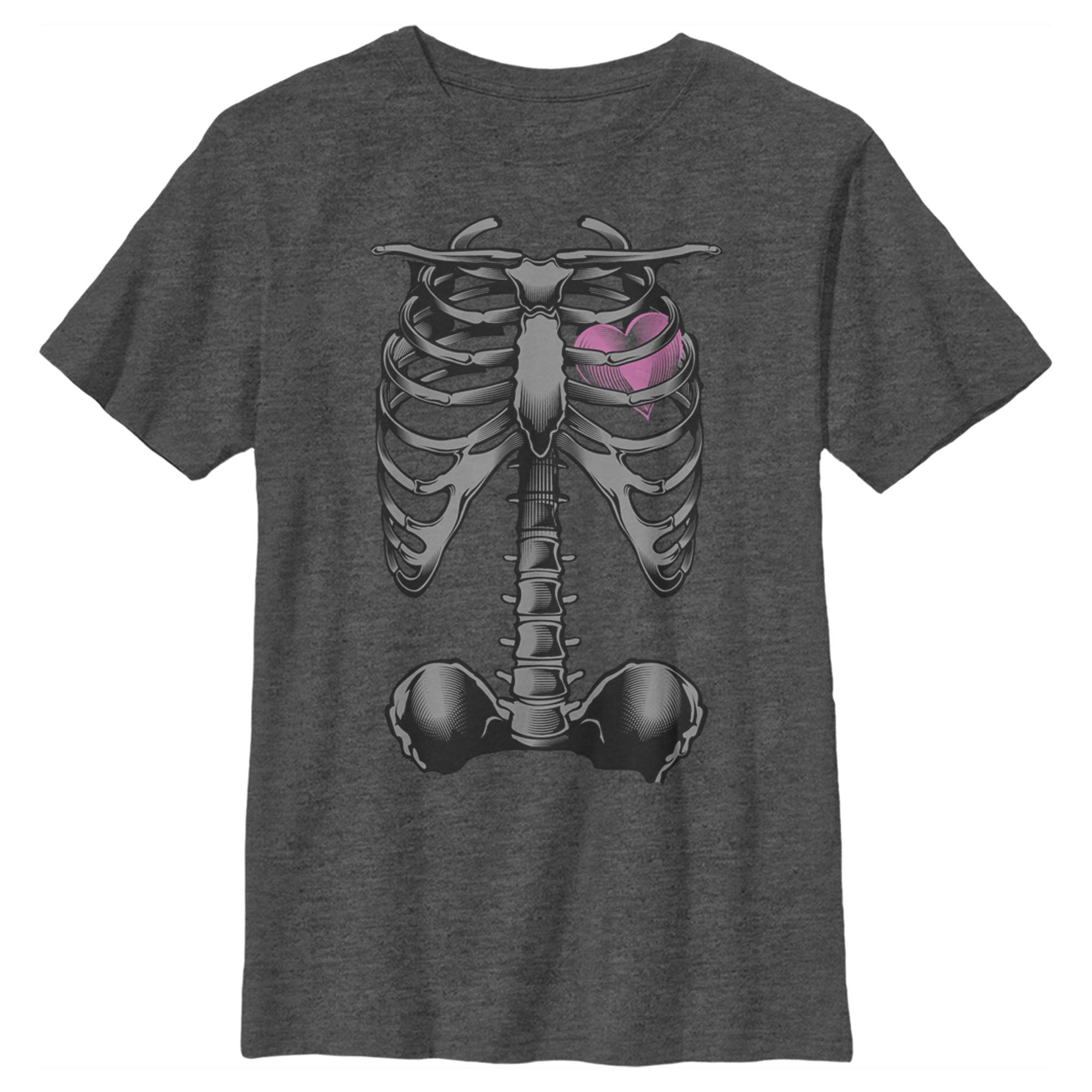 Lost Gods Boy’S Halloween Skeleton Rib Cage Heart  T-Shirt