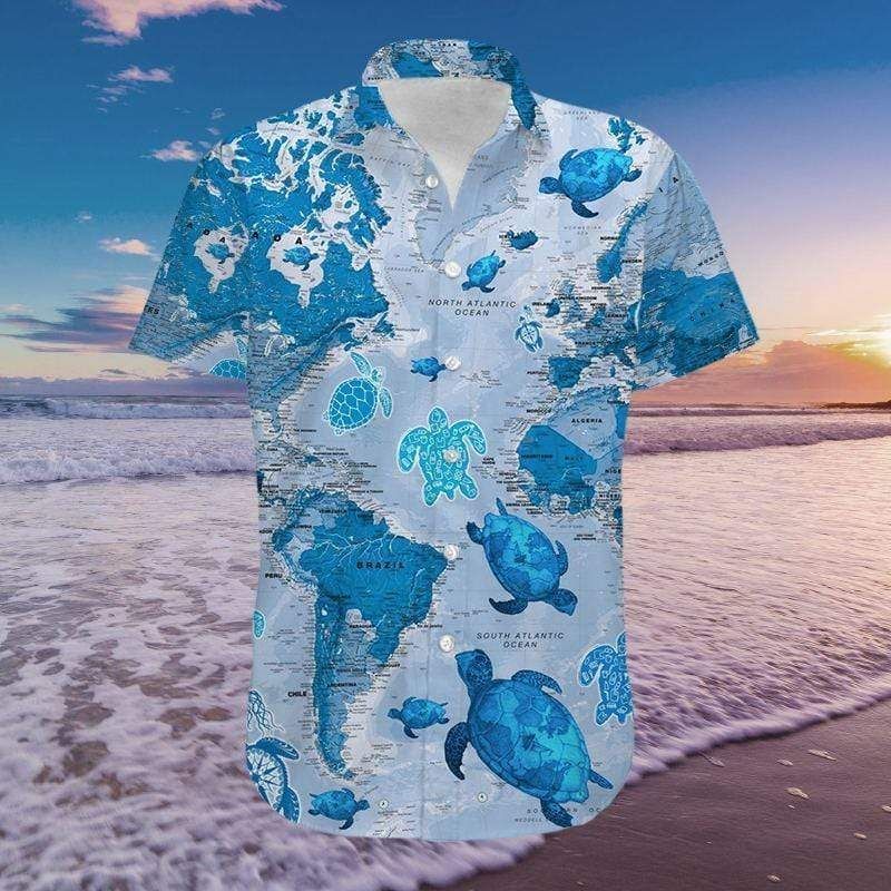 Find Sea Turtle Map Hawaii Aloha Shirts Ha53463