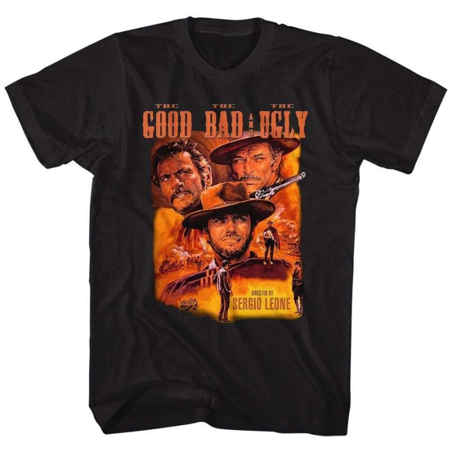 Clint Eastwood Color Group Good Bad Ugly Bad Western Movie Poster Adult T-Shirt