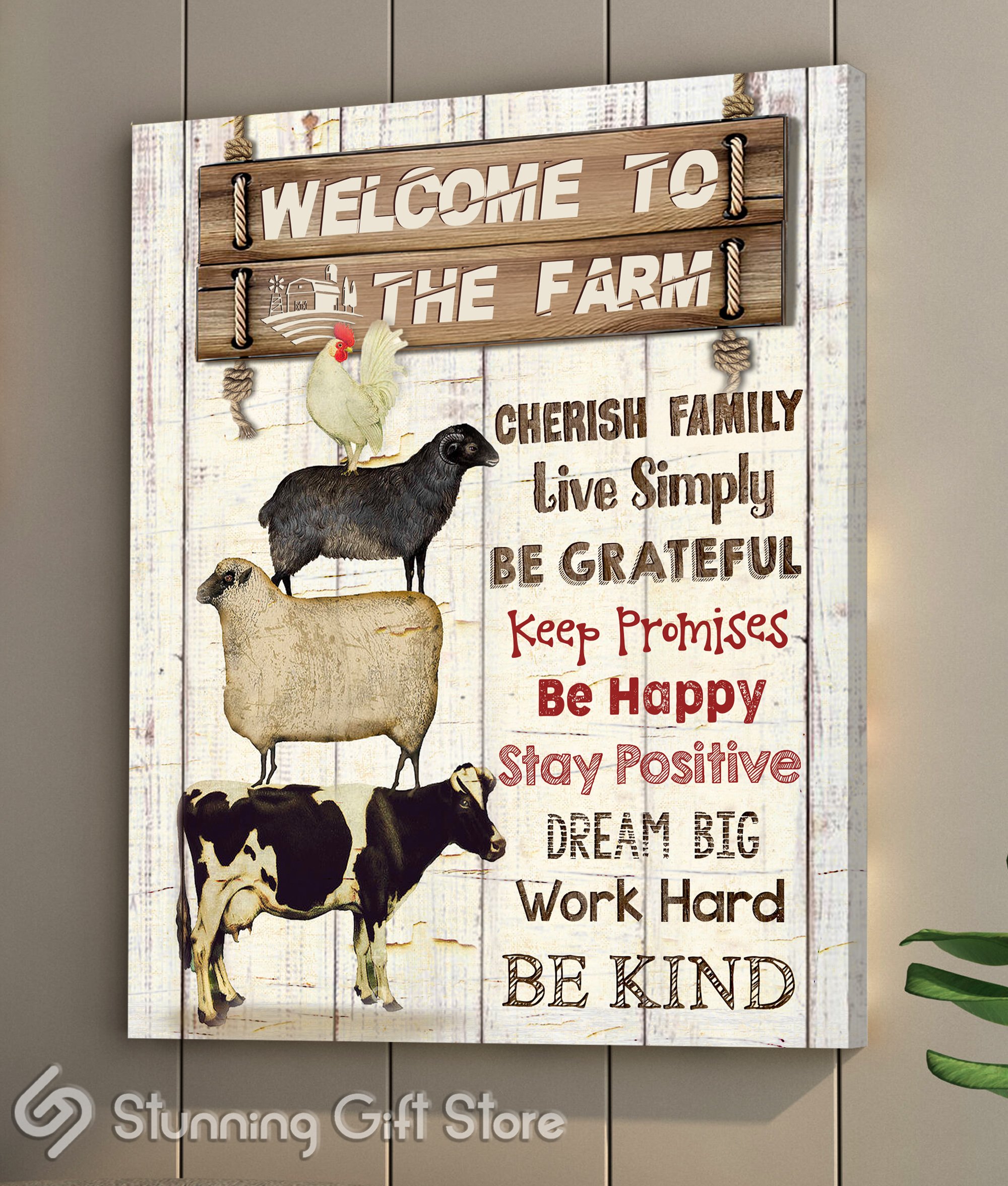 Stunning Gift Farm Animal Canvas Welcome To The Farm Wall Art