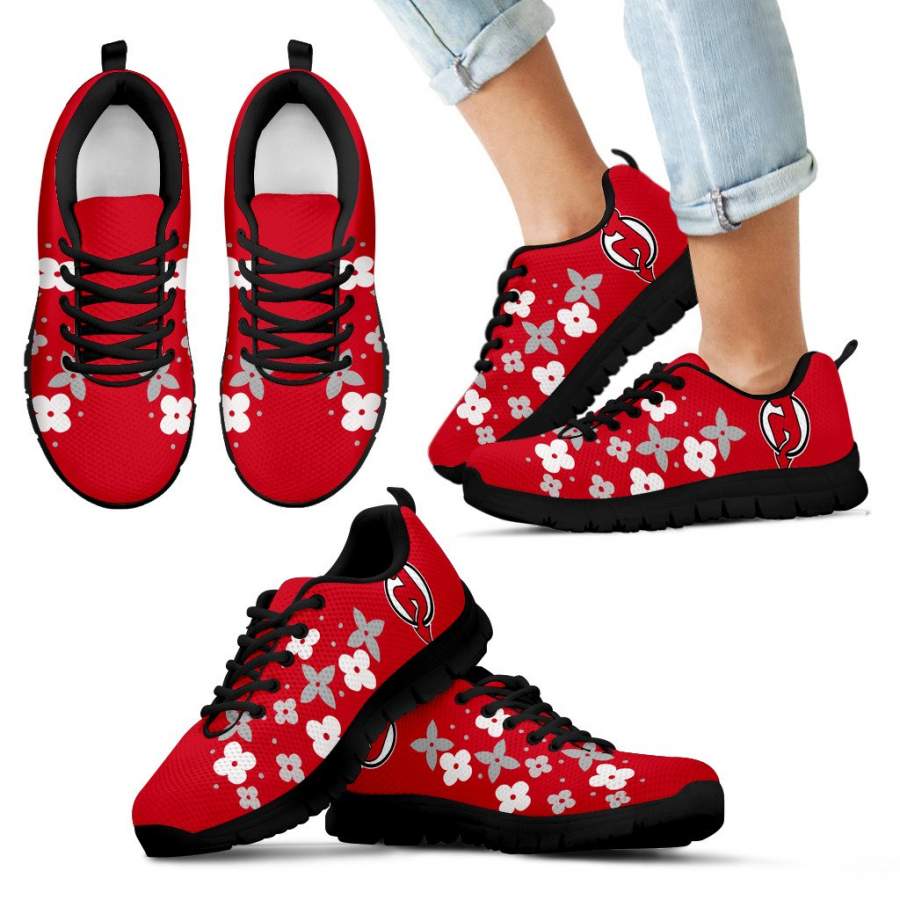 Flowers Pattern New Jersey Devils Sneakers