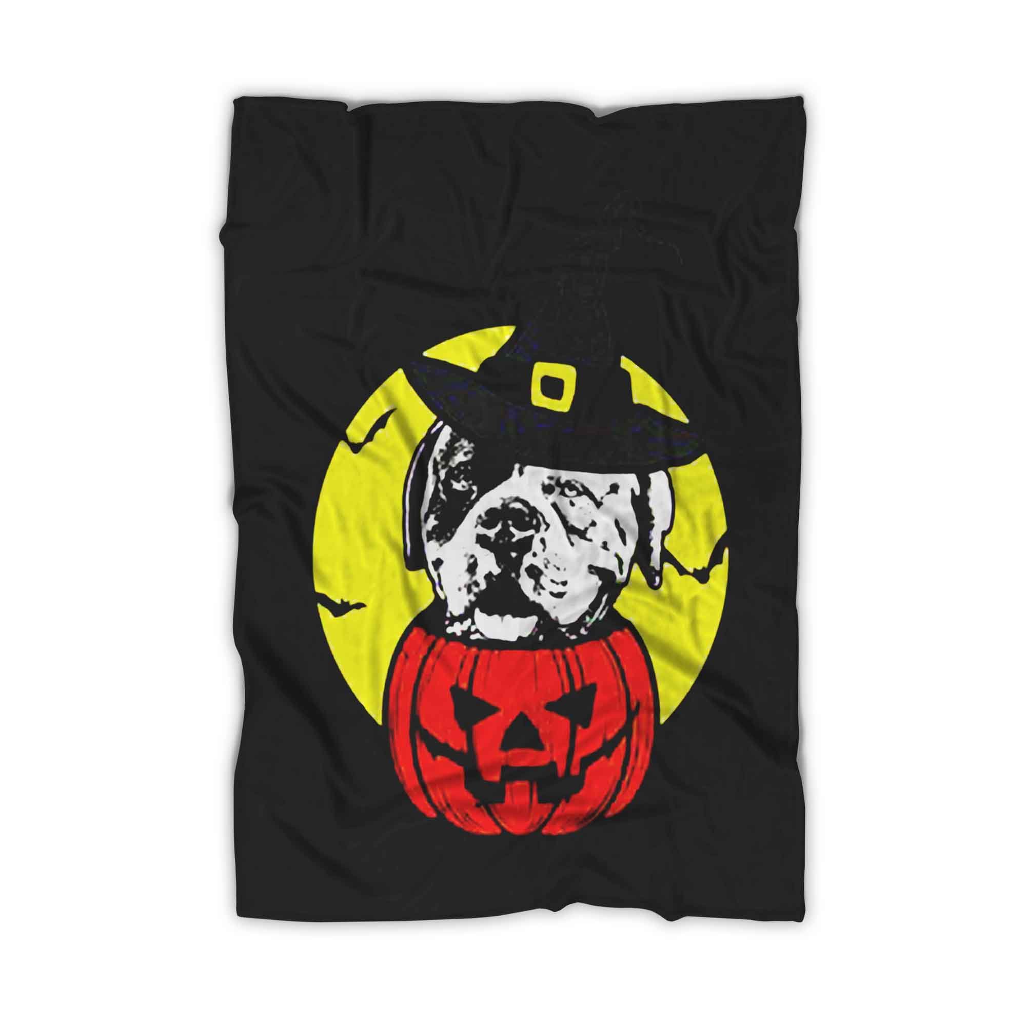 American Bulldog Pumpkin Scary Halloween Blanket