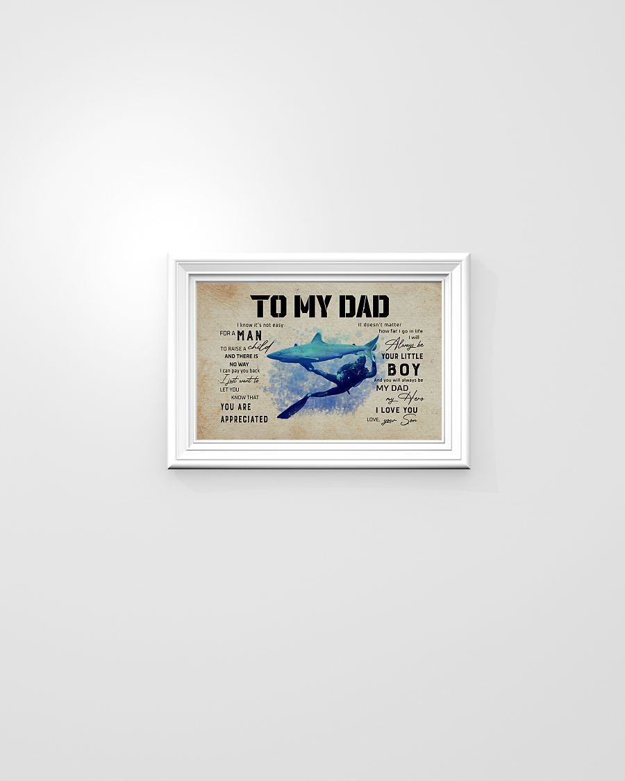 Son To Dad Shark Horizontal Canvas And Poster – Gift For Dad | Wall Decor Visual Art