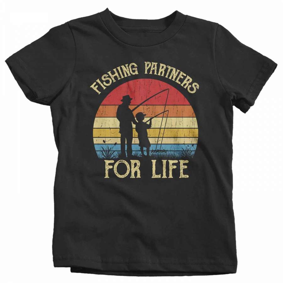 Kids Fishing T Shirts Matching Father Son Fishing Partners For Life Shirts Father’s Day Gift Idea Vintage Best Friends Shirt