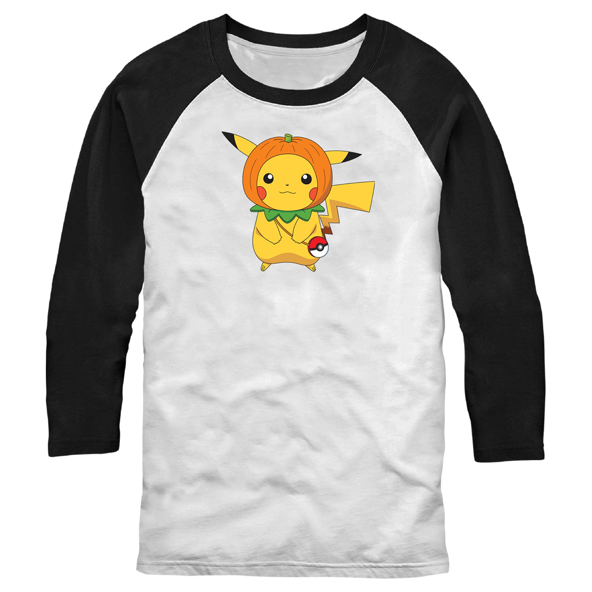 Men’S Pokemon Halloween Pumpkin Pikachu Baseball Tee