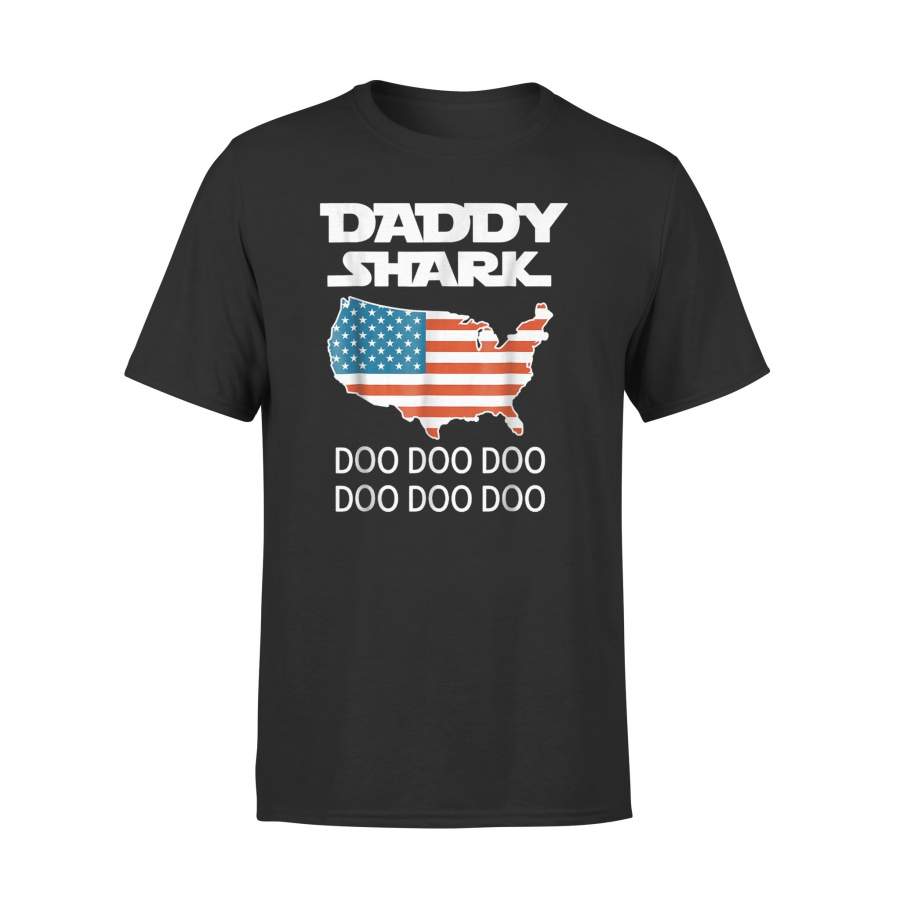 4Th July Daddy Shark American Flag T-Shirt