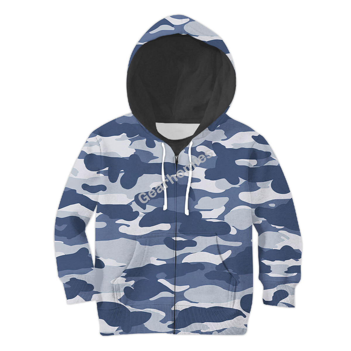 Urban Blue Camo Kid Zip Hoodie