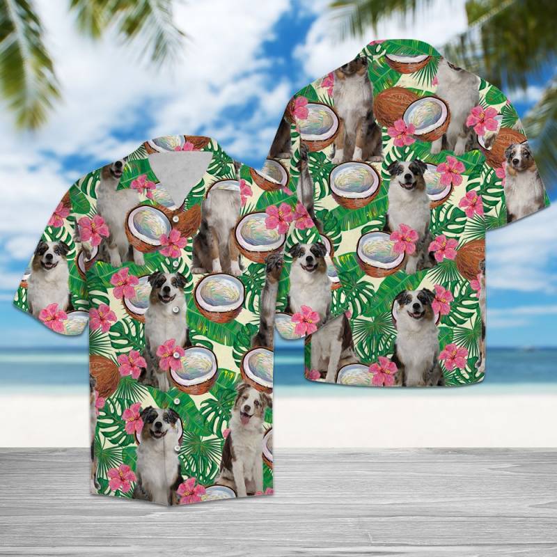 Australian Shepherd Tropical Coconut G5731- Hawaiian Shirt