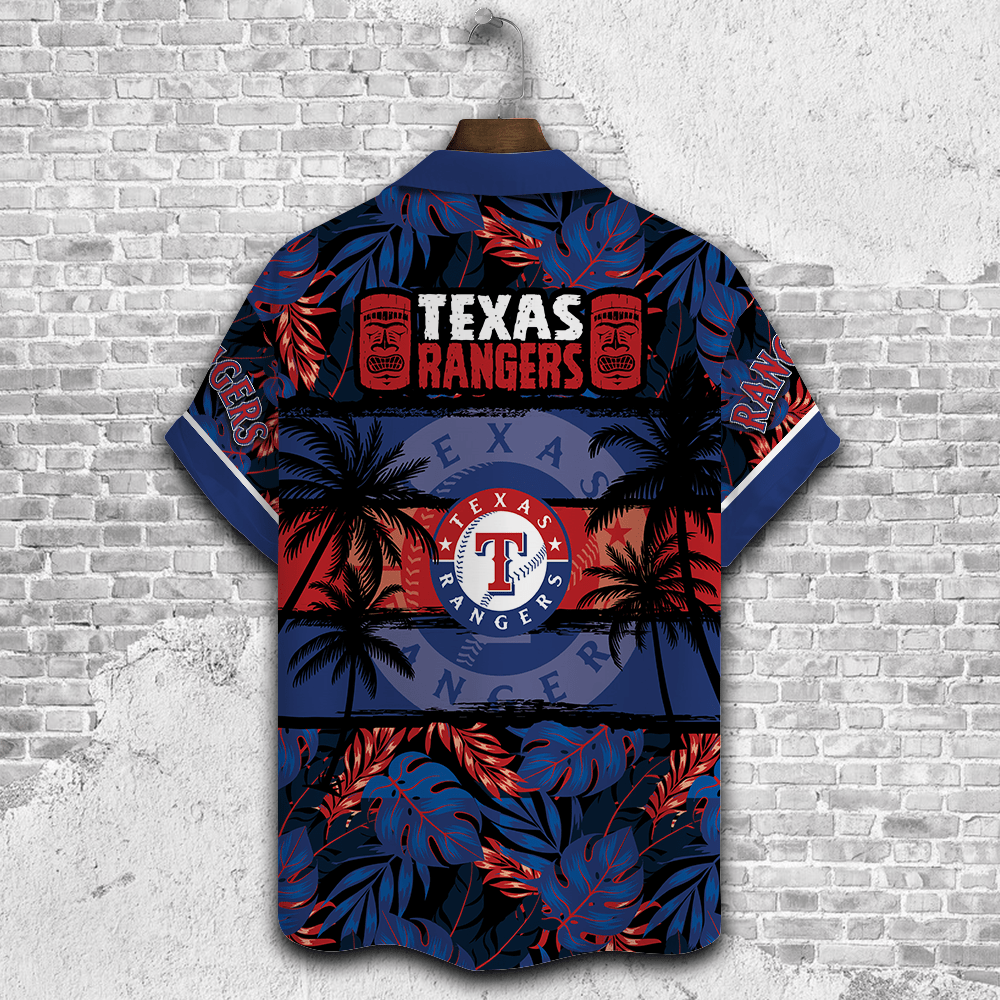 Texas Rangers Palm Tree Aop Hawaiian Shirt V30