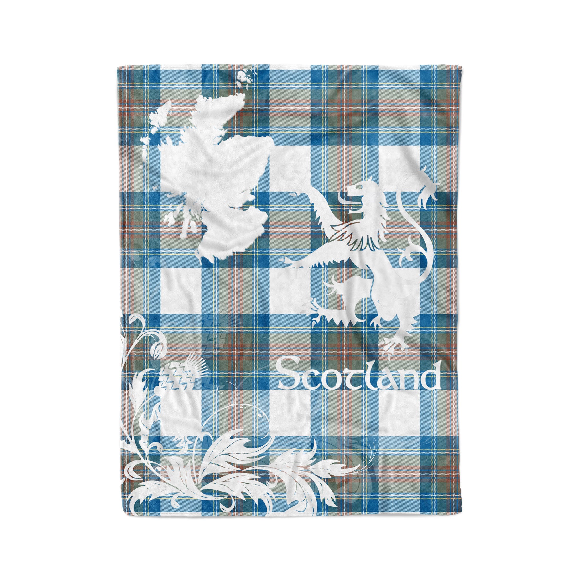 Tartan Plaid Fleece Blanket Tartan Blanket Thistle And Lion Scottish Clan Stewart Muted Blue Plaid Blanket