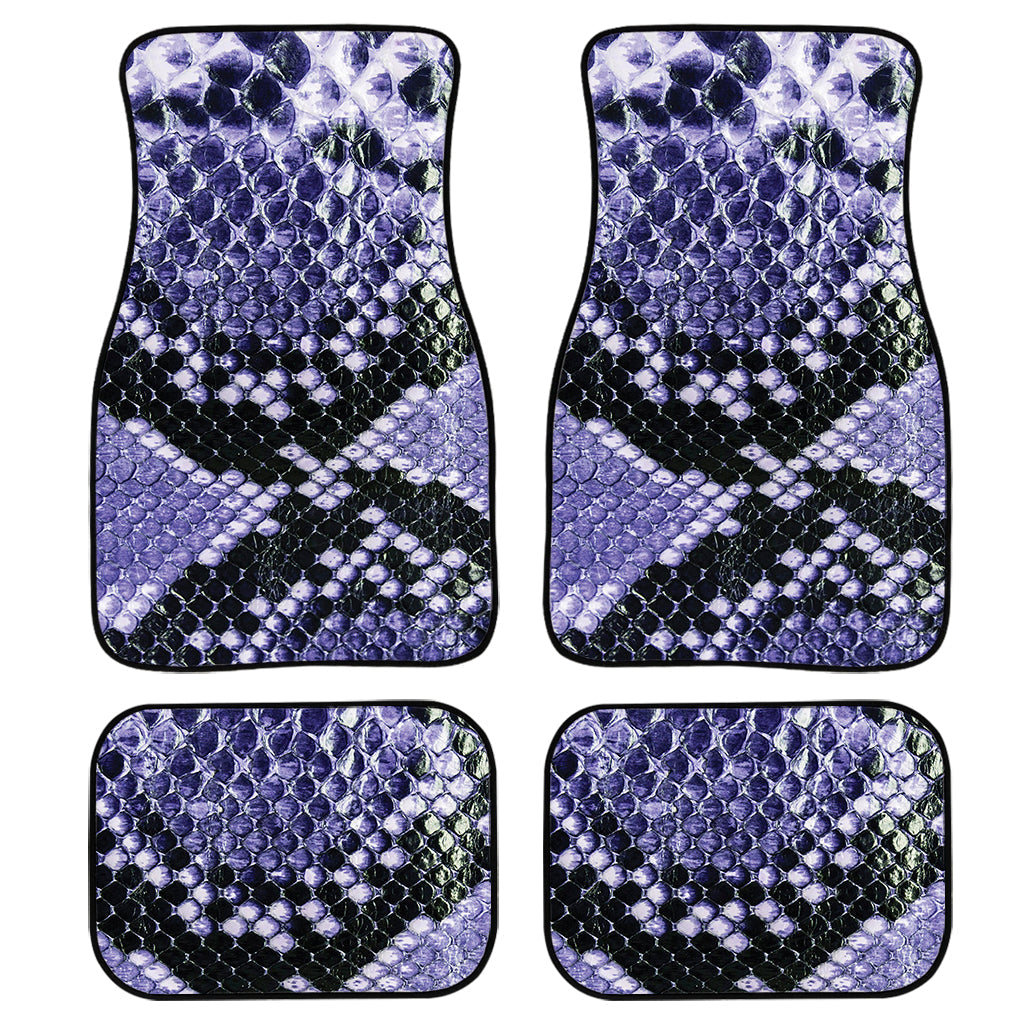 Blue And Black Snakeskin Print Front And Back Car Floor Mats, Front Car Mat