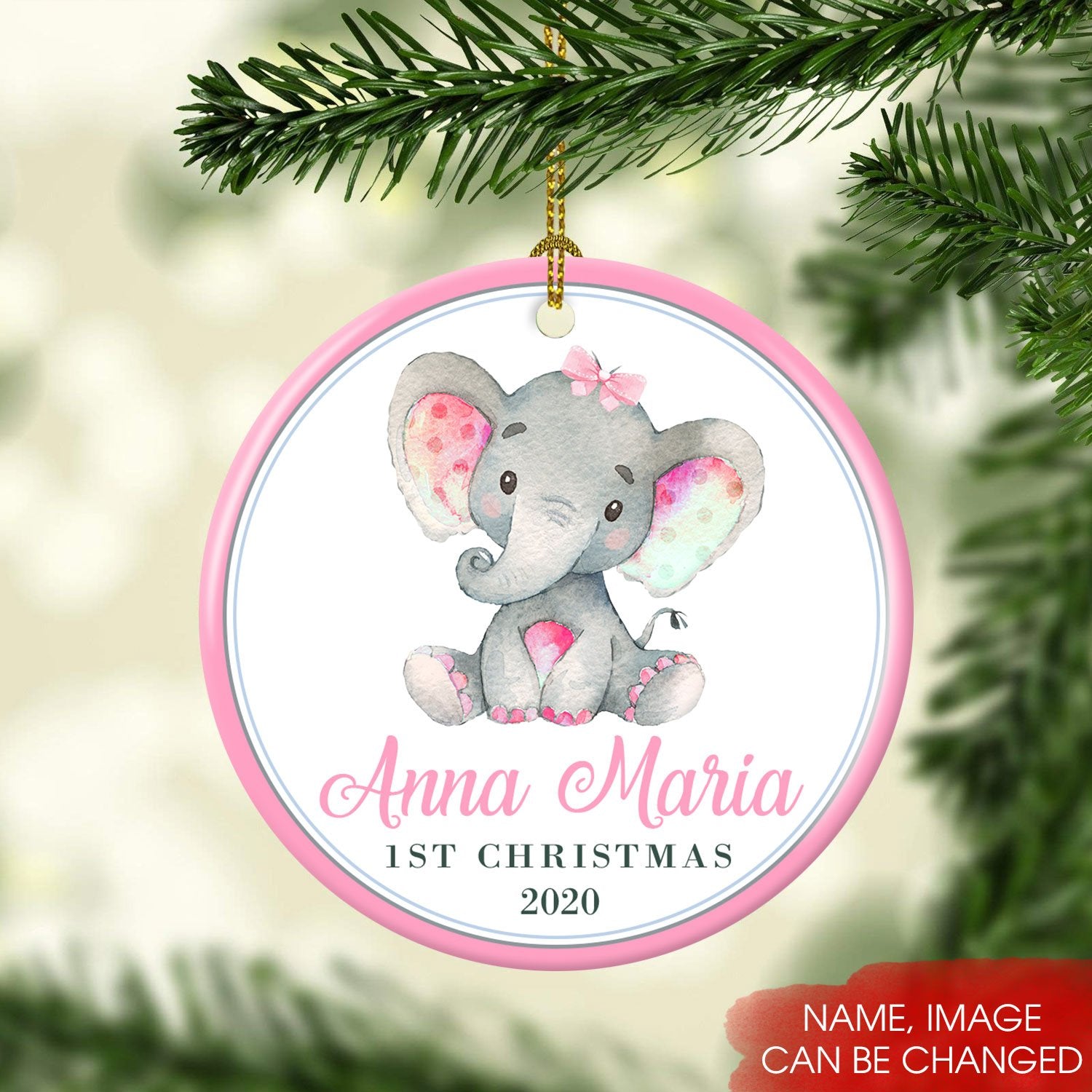 Baby Elephant 1St Christmas Personalized Christmas Ornament