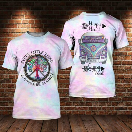 Hippie Heart Gypsy Soul Every Little Thing Is Gonna Be Alright 3D All Over Printed Shirts For Men And Women, Gift For Hippie Lover, Hippie Soul