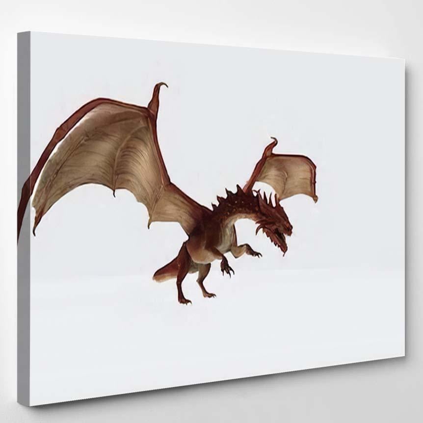 3D Illustration Red Dragon Rendering Fairy – Dragon Animals Canvas Print