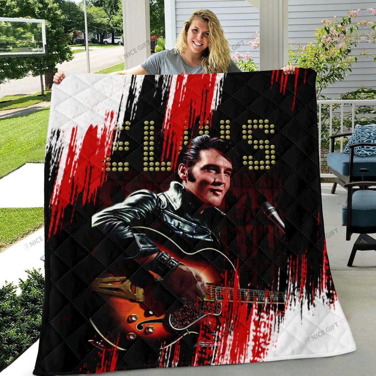 Elvis Presley Fleece Blanket Blk-L9I7