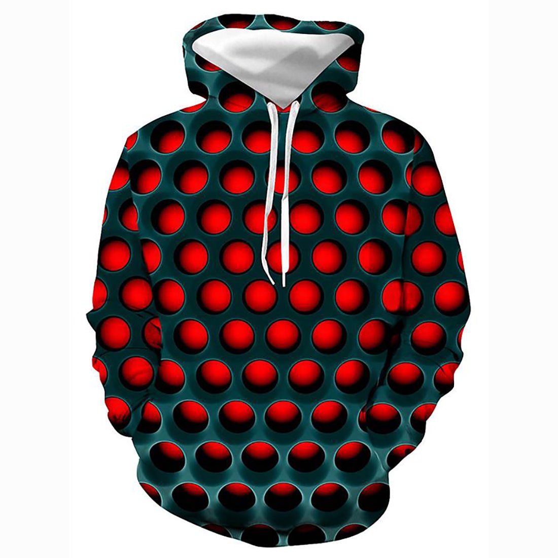 3D Geometric Color Block Printed Hooded Basic Pullover – Casual Hoodie