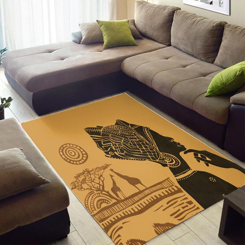 Beautiful African American Rug Cute Afrocentric Melanin Afro Woman African Large Rug African Style Decor WBG4171