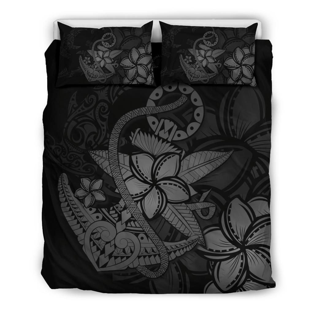 Alohawaii Bedding Set – Cover And Pillow Cases Hawaiian Anchor Plumeria Hamerhead Shark Polynesian – Gray – Ah J9