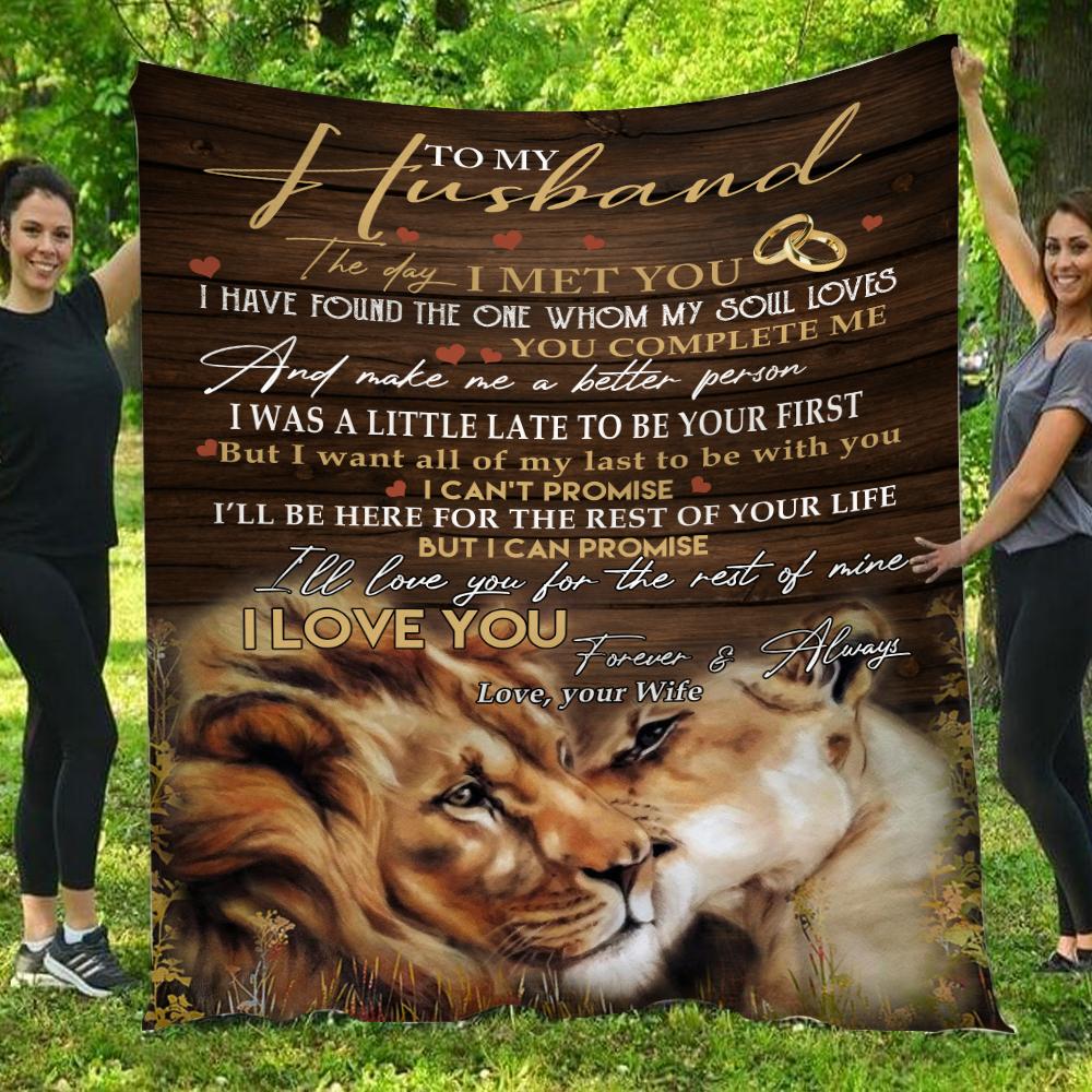 To My Husband The Day I Met You Lion Love  Gift – Fleece Blanket