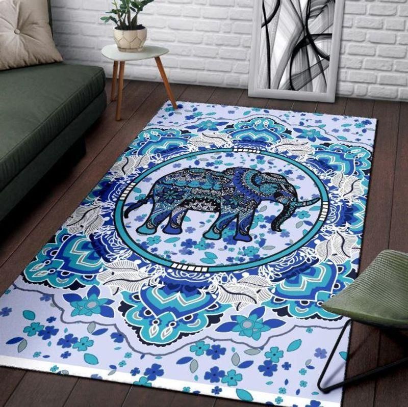 Mandala Elephant Rectangle Rug 26, Round Rugs