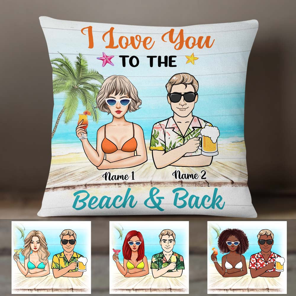 Personalized Summer Beach Couple Pillow Jn105 87O58 (Insert Included)