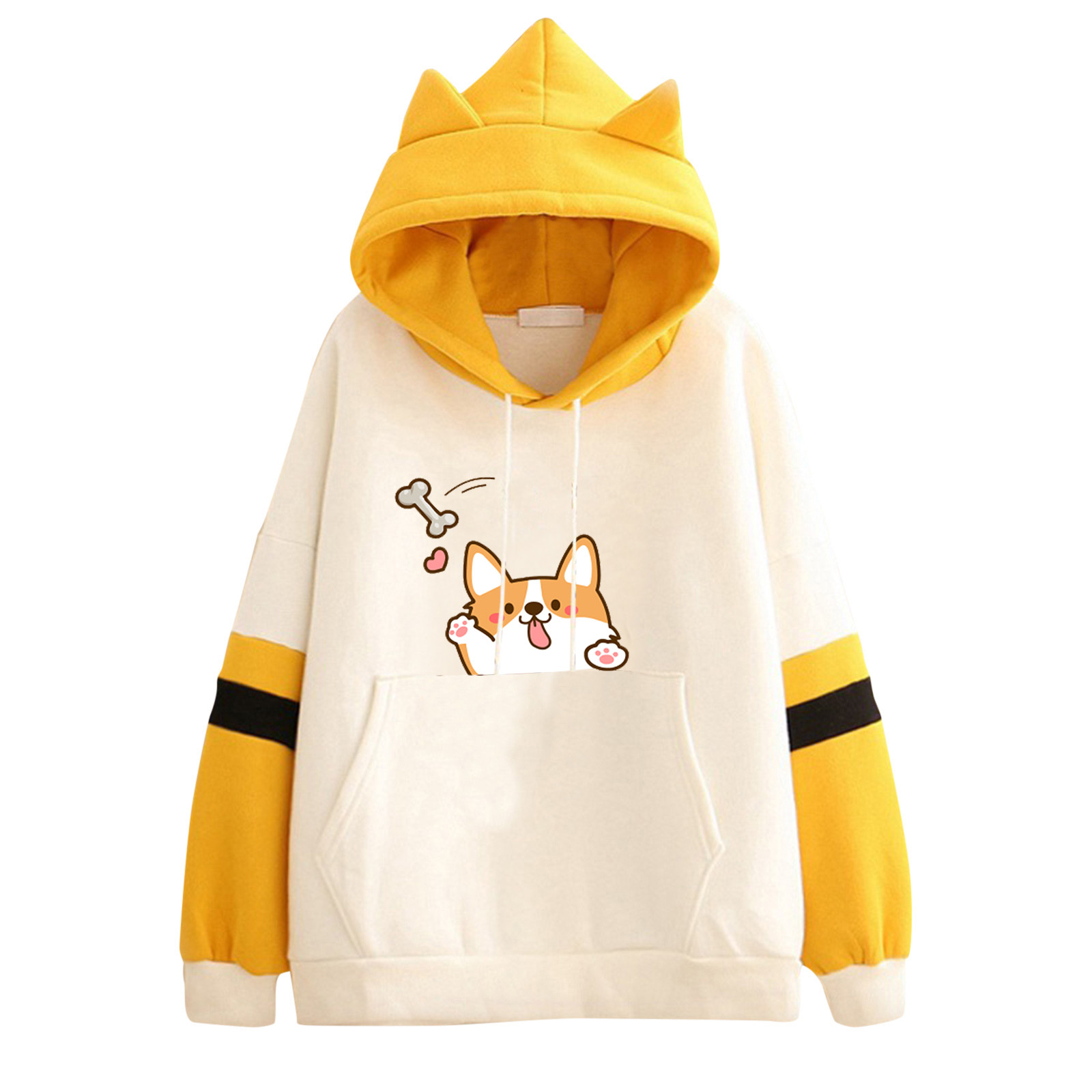 Women Hoodies Kawaii Dog Sweatshirt Casual Long Sleeve Hooded Top Korean Style Harajuku Sweatshirts Autumn Winter Mujer Pullover alx