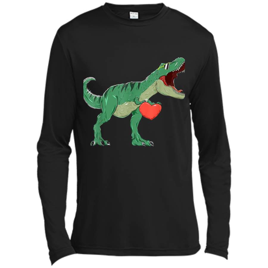 Boys Valentines Day  Kids T-Rex Dinosaur I Steal Hearts Long Sleeve Moisture Absorbing Shirt