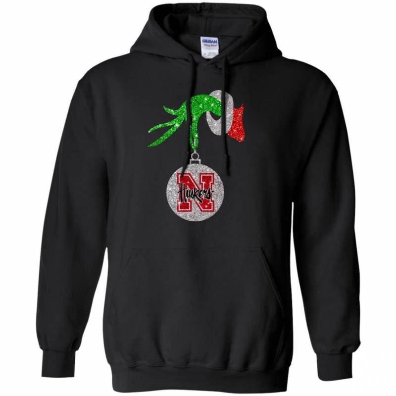 Nebraska Cornhuskers Glitter Grinch Monogram Ornament Christmas Gift Hoodies T-Shirt