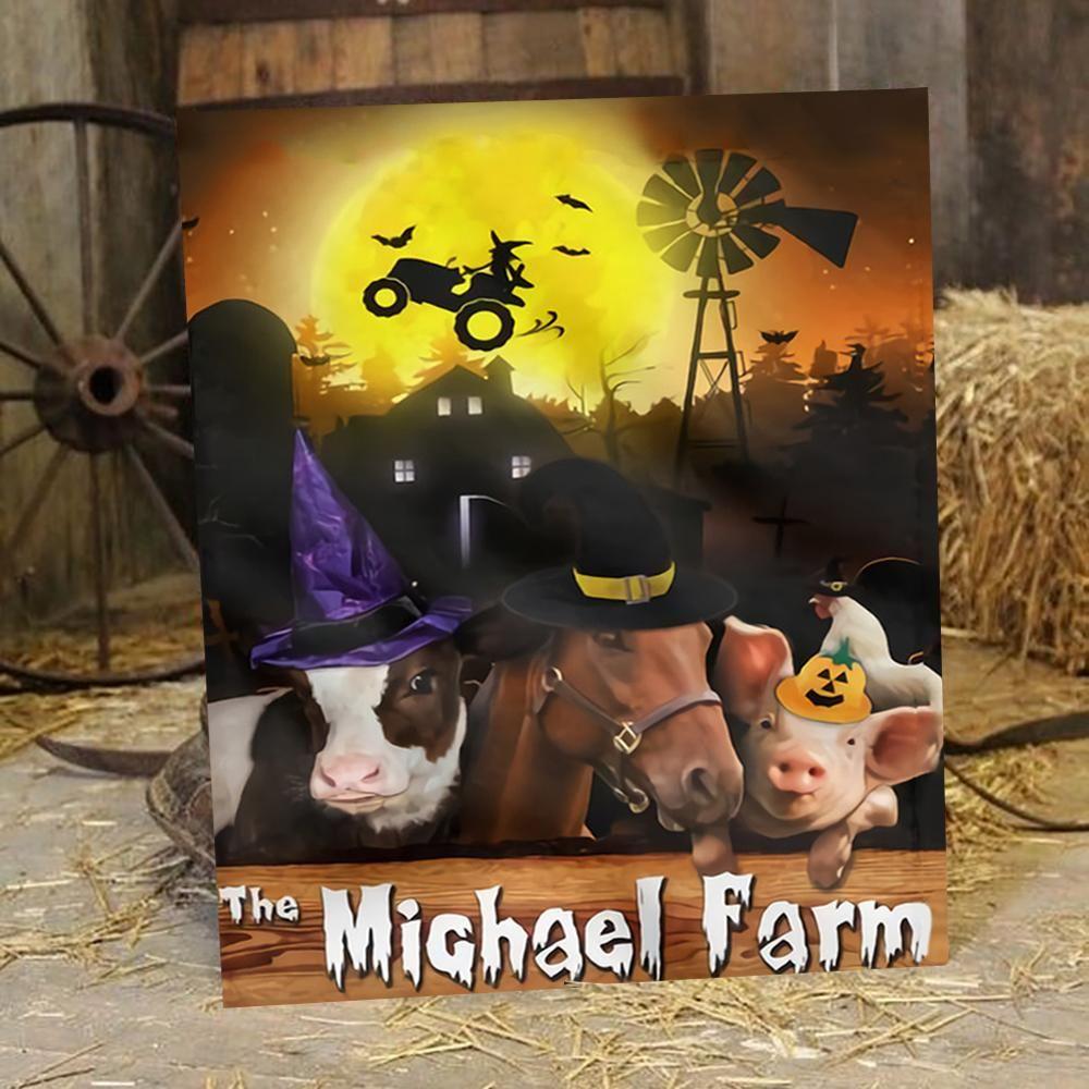 [Personalized Name] Halloween Farm Vertical Canvas