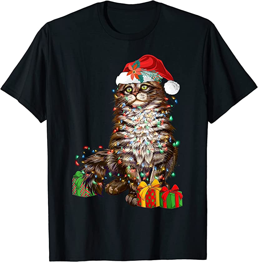 Santa Cat Lover Funny Christmas Kitten Xmas T-Shirt