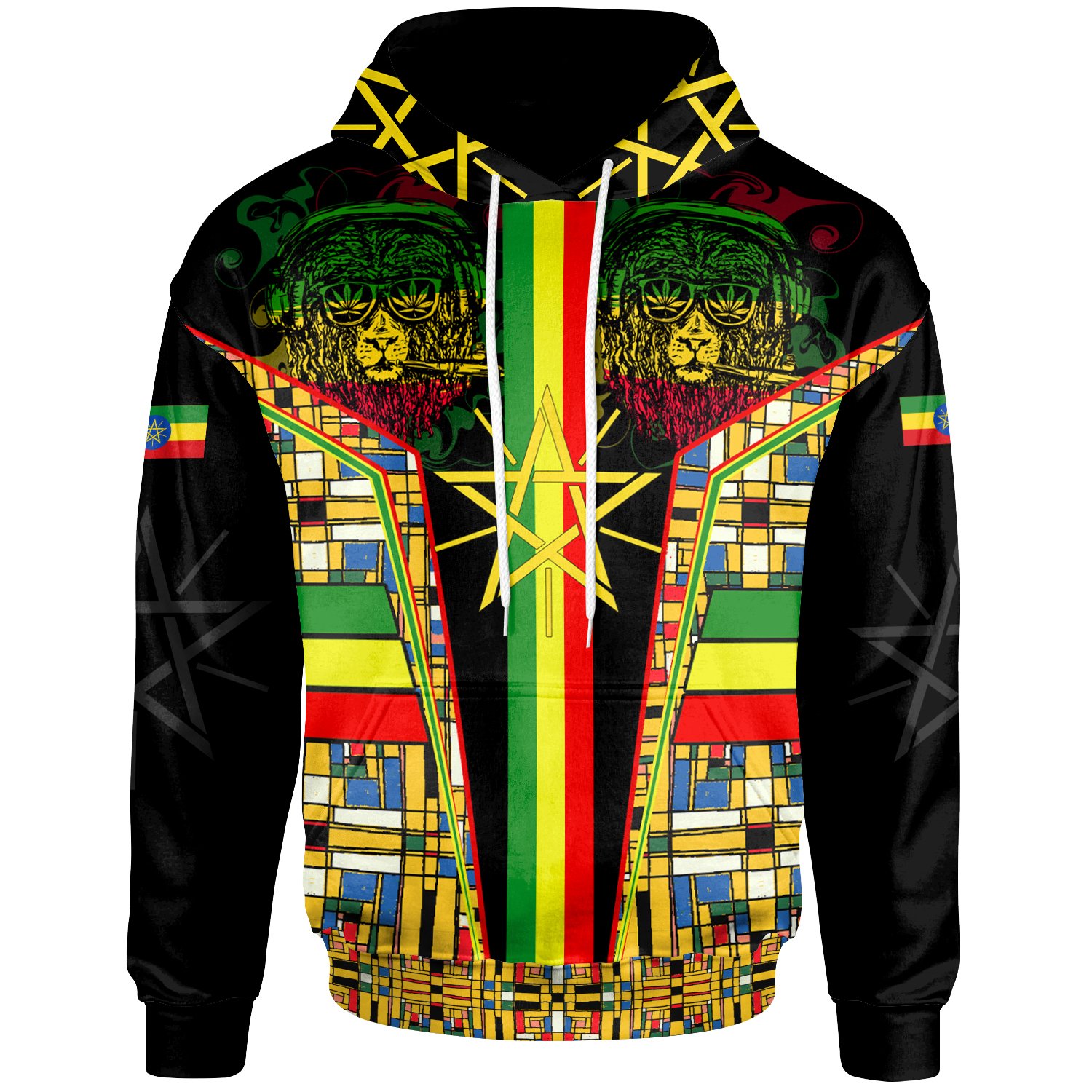 1sttheworld Ethiopian Hoodies – Ethiopia Flag Color With Lion – BN17