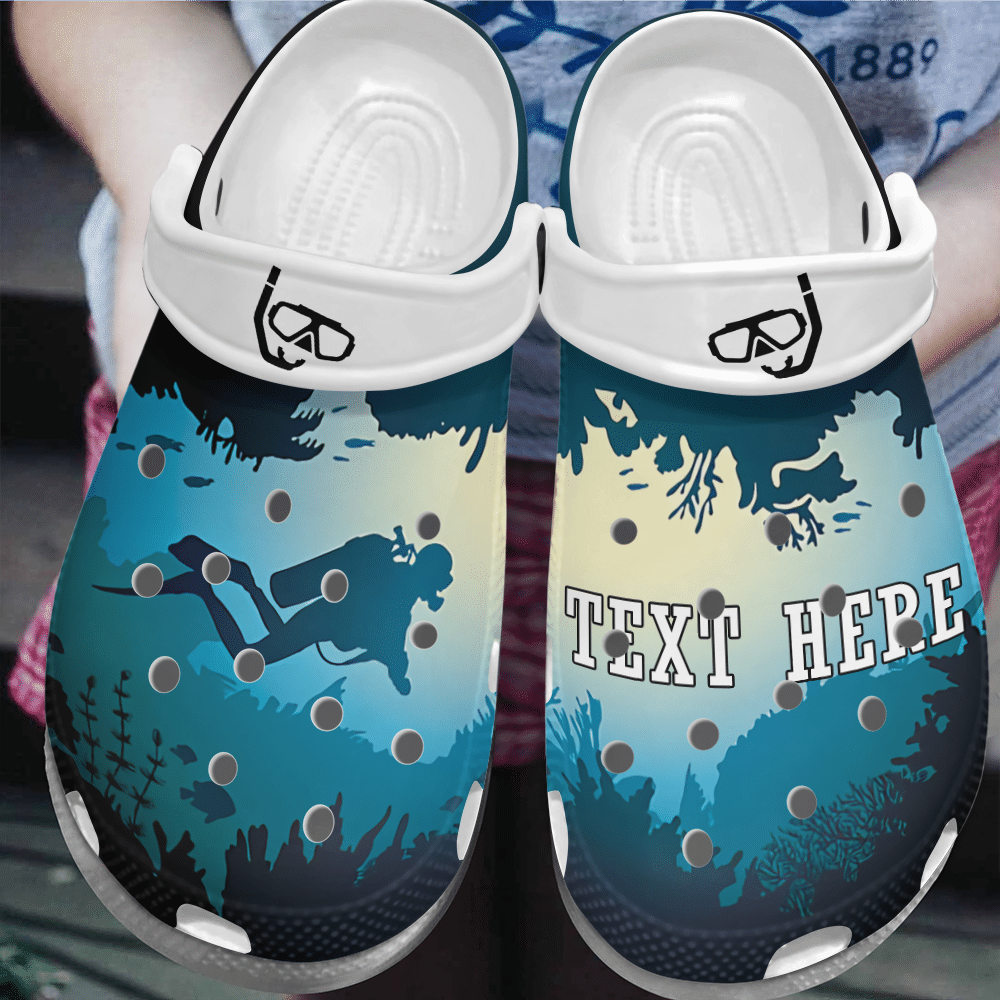 Scuba Diving Personalized Clog, Custom Name, Text, Color, Number Fashion Style For Women, Men, Kid, Print 3D Under The Sea